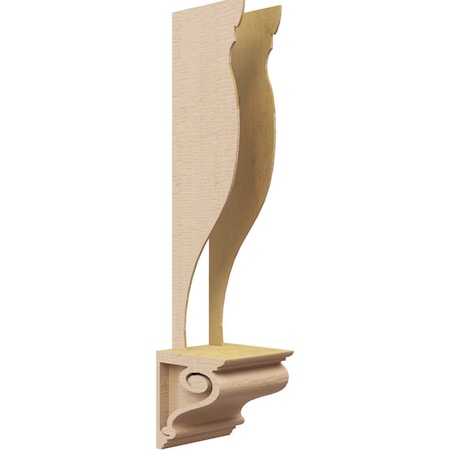 Ekena Millwork 4"W x 4"D x 4"H Wide Scroll Rough Cedar Woodgrain TimberThane Corbel, Primed Tan CORUR04X04X04SCRRCPR